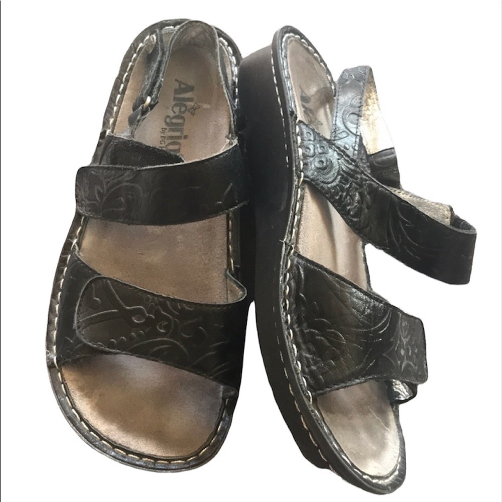 Algeria Sandals Women EU Size 39 Leather Black Comfort Walking Adjustable